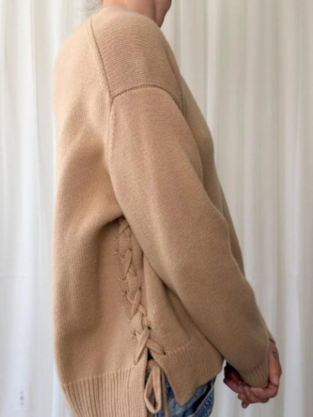 NWOT Vince Tan Lace-up Sweater XS